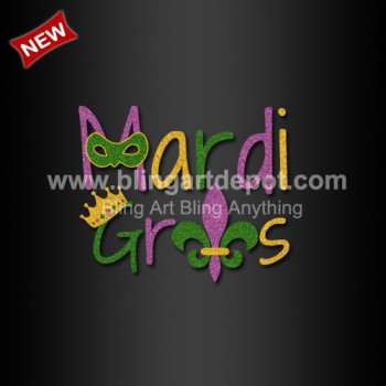 Glitter Heat Transfer Mardi Gras Design Iron On for Clothing Decoration